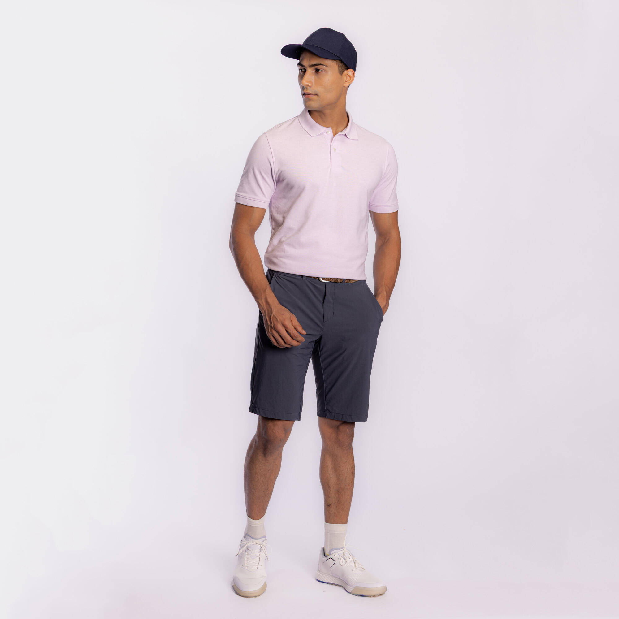 Men’s golf cotton and polyester short-sleeved polo shirt - MW500 lilac -  2