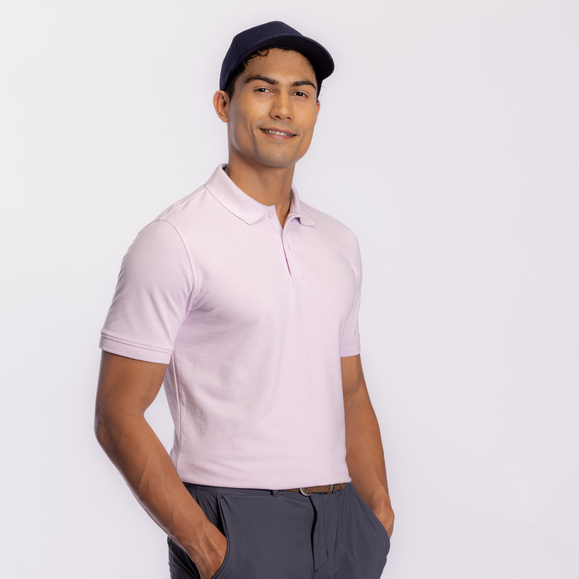 Men’s golf cotton short-sleeved polo shirt - MW500 lila