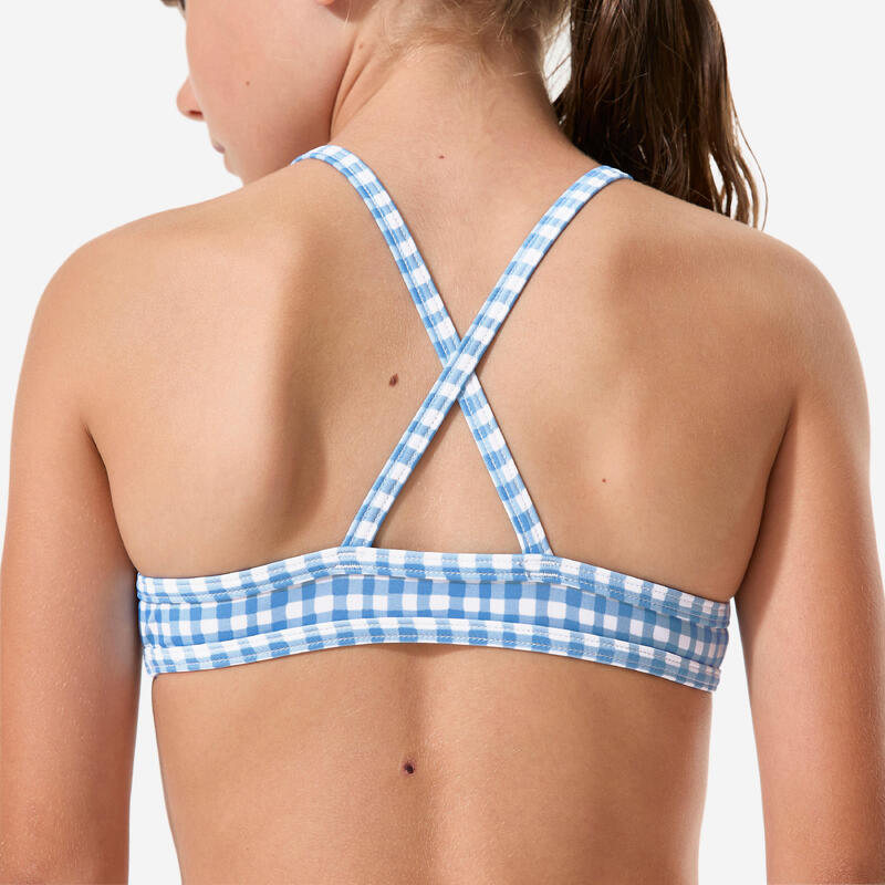 Çocuk Yuvarlak Yaka Bikini Takımı - Mavi - Çiçek Desenli - BONI