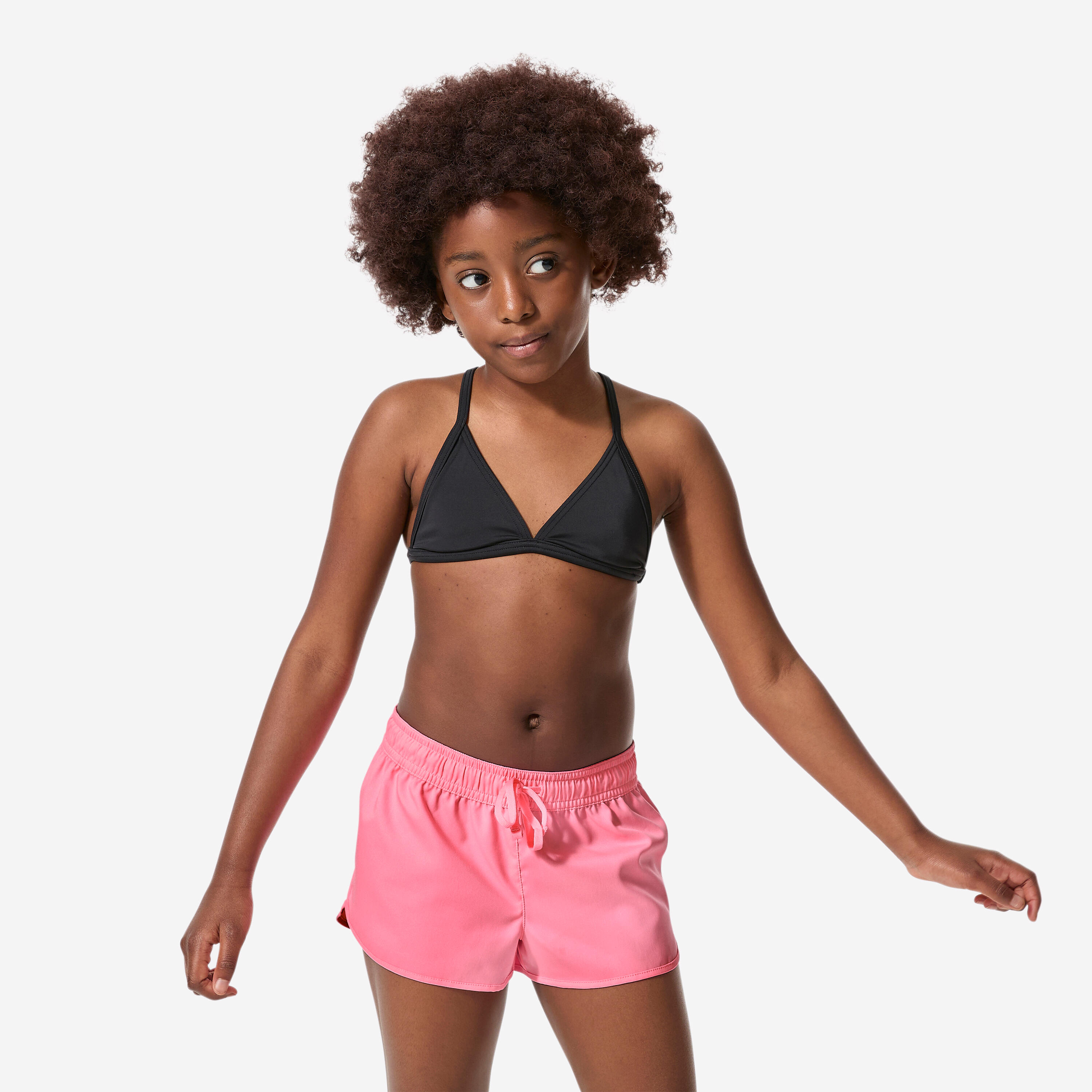 Maillot de bain short fille, Caro 100 rose fluo 2/8