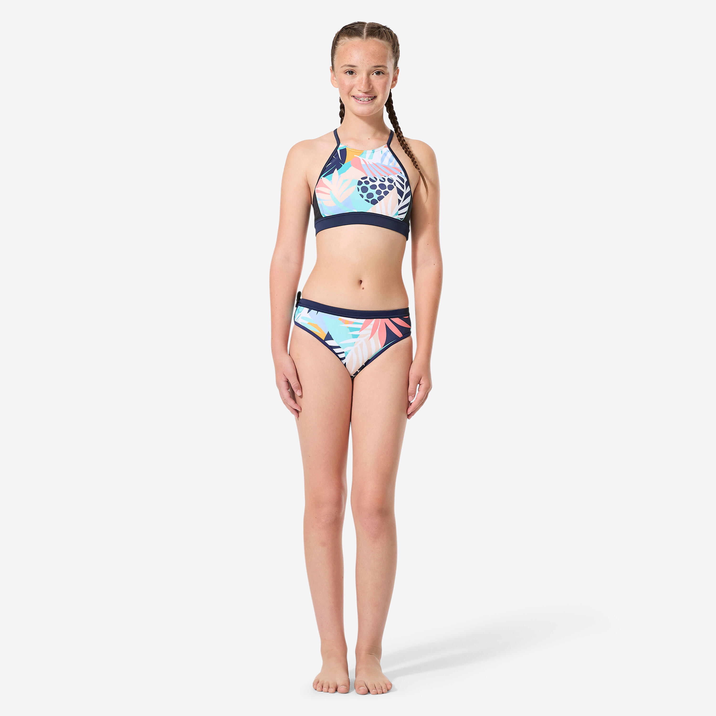 Costume slip surf ragazza 900 MAS PALMY azzurro 2/8