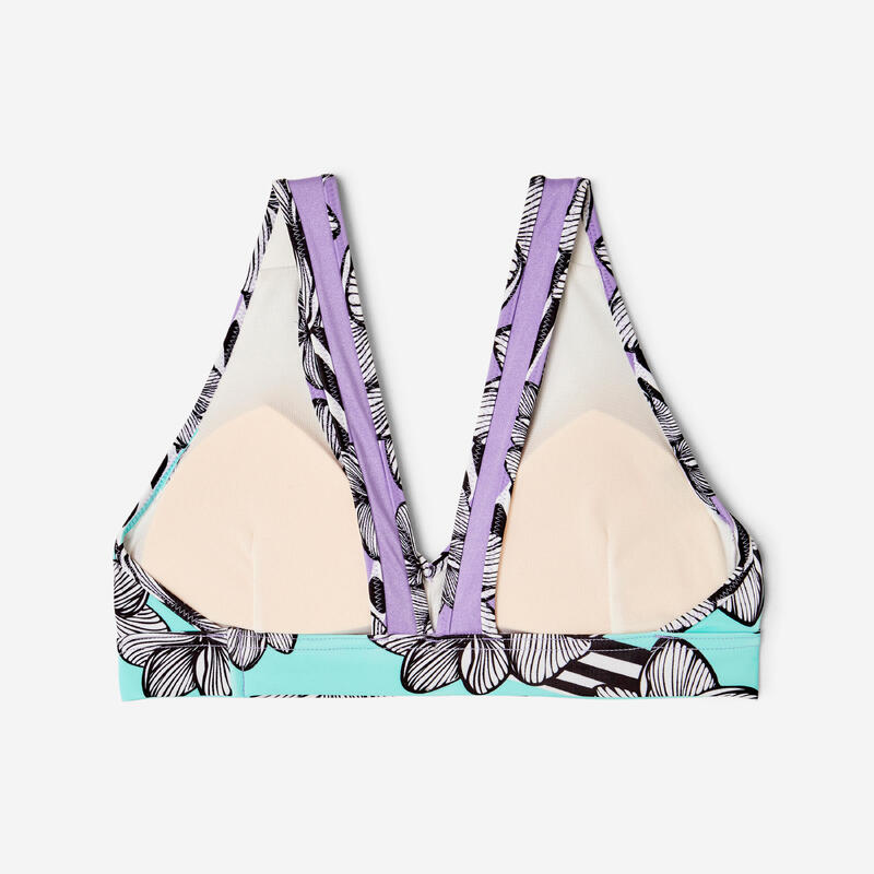 Sutien de baie surf formă triunghiulară Imprimeu floral Lily vaya Mov Fete