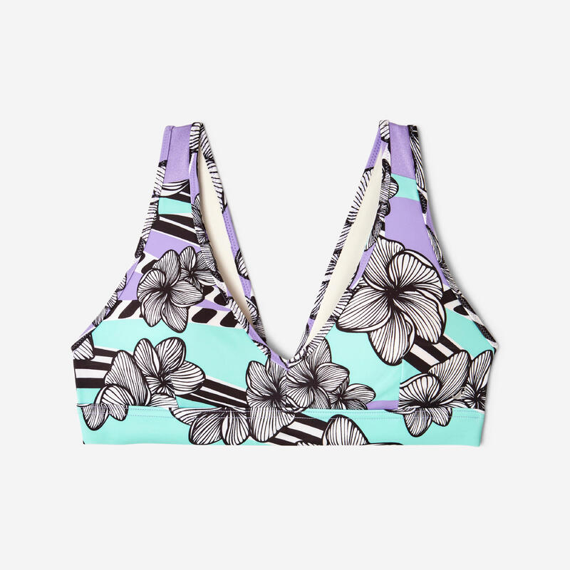 Sutien de baie surf formă triunghiulară Imprimeu floral Lily vaya Mov Fete