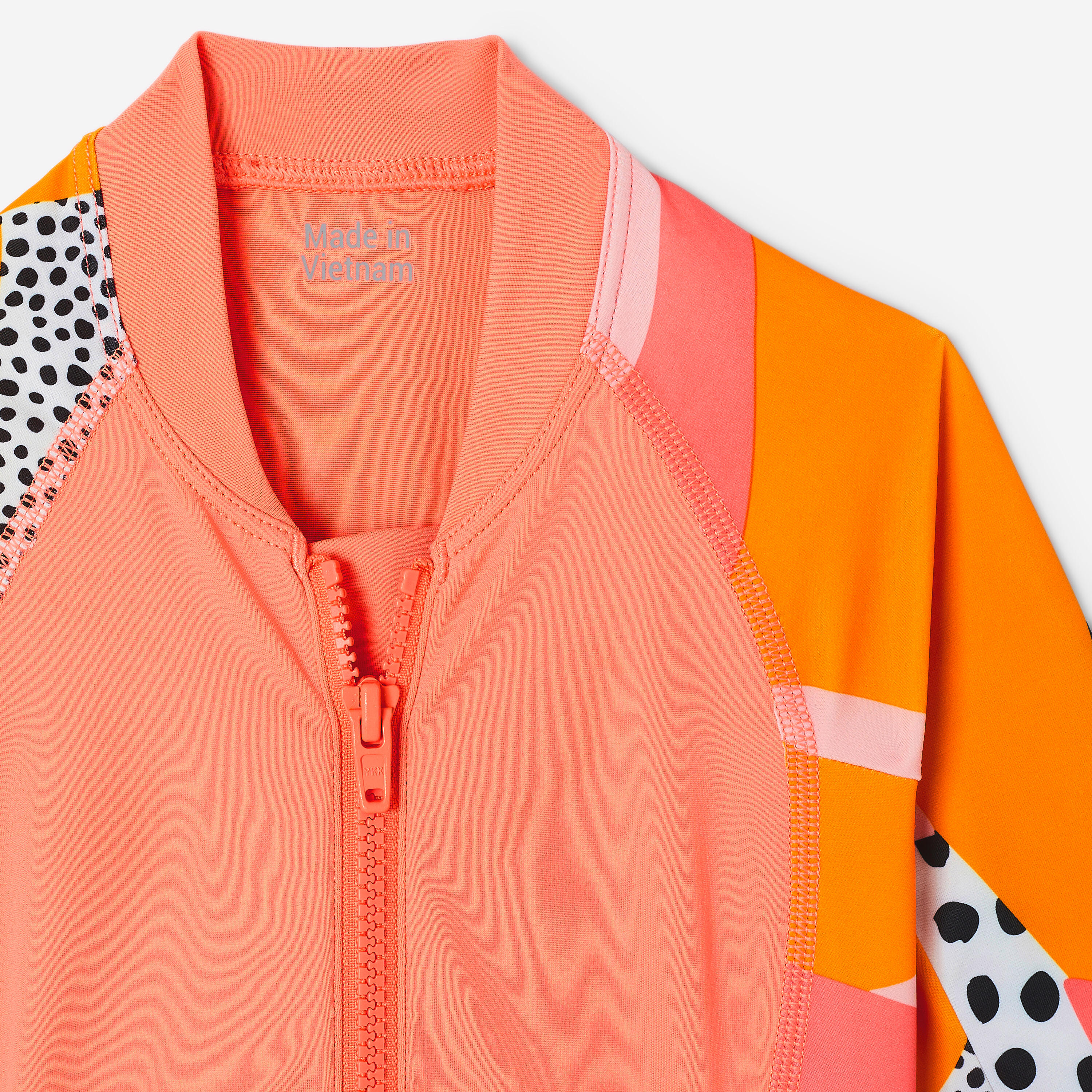 Maillot de bain une pièce surf manches longues zip avant fille, Lucy Holy orange 10/10