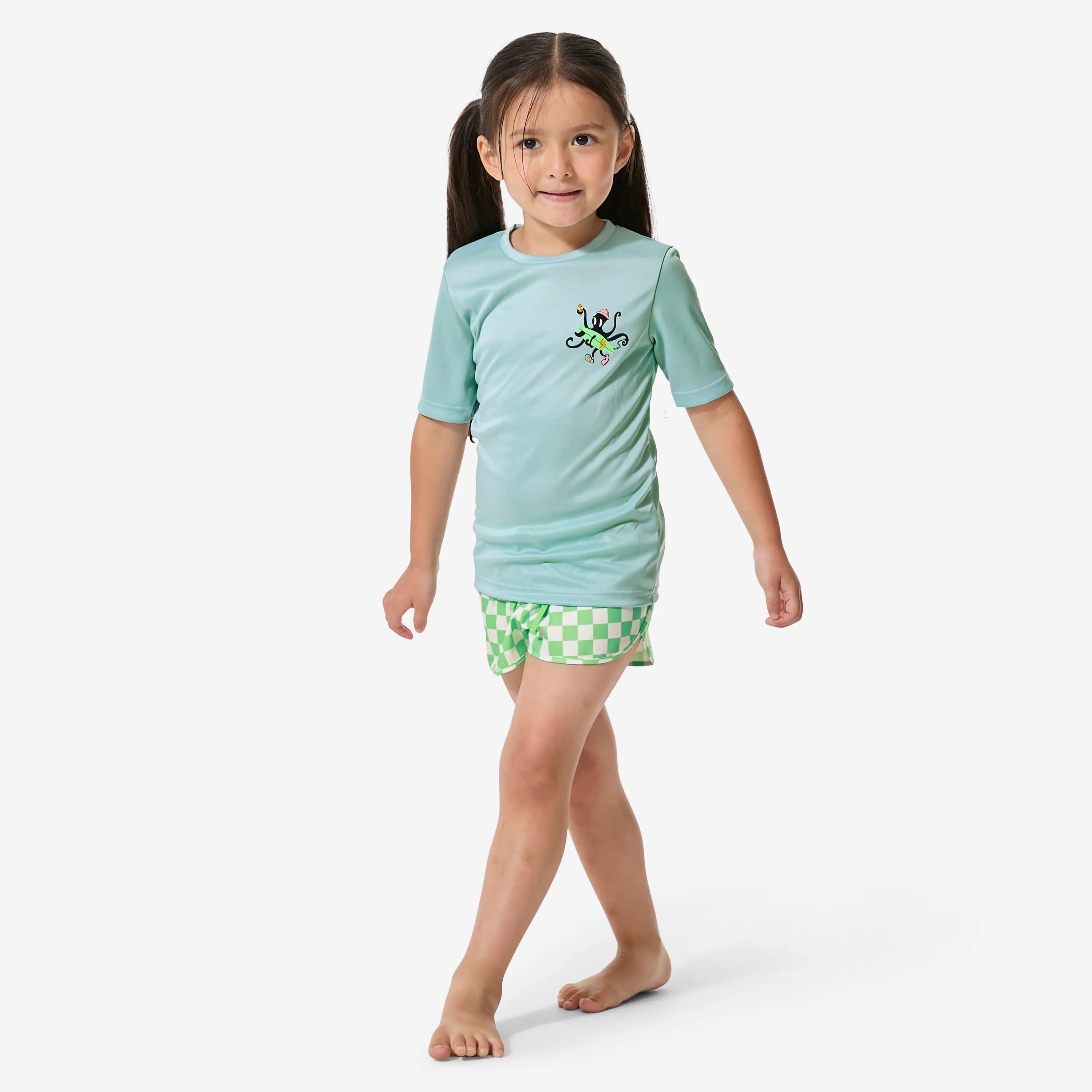 T-shirt anti UV surf enfant - 100 Poulpy bleu 10/15