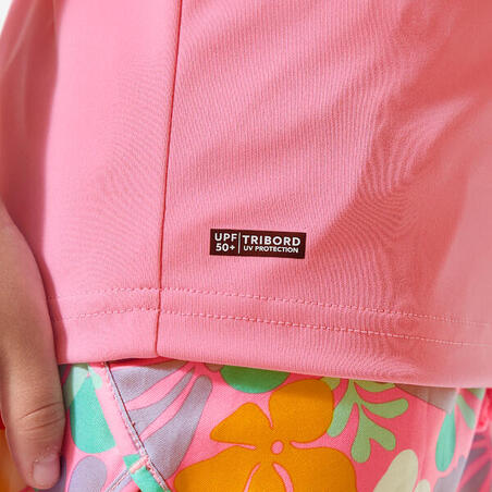 Футболка дитяча 100 Love для серфінгу з УФ-захистом рожева