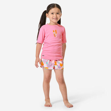 Футболка дитяча 100 Love для серфінгу з УФ-захистом рожева