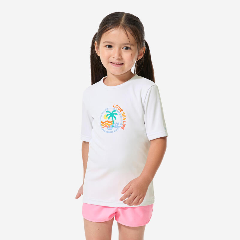 Tricou anti UV 100 UPF50+, UV>95% Love sea Roz Copii