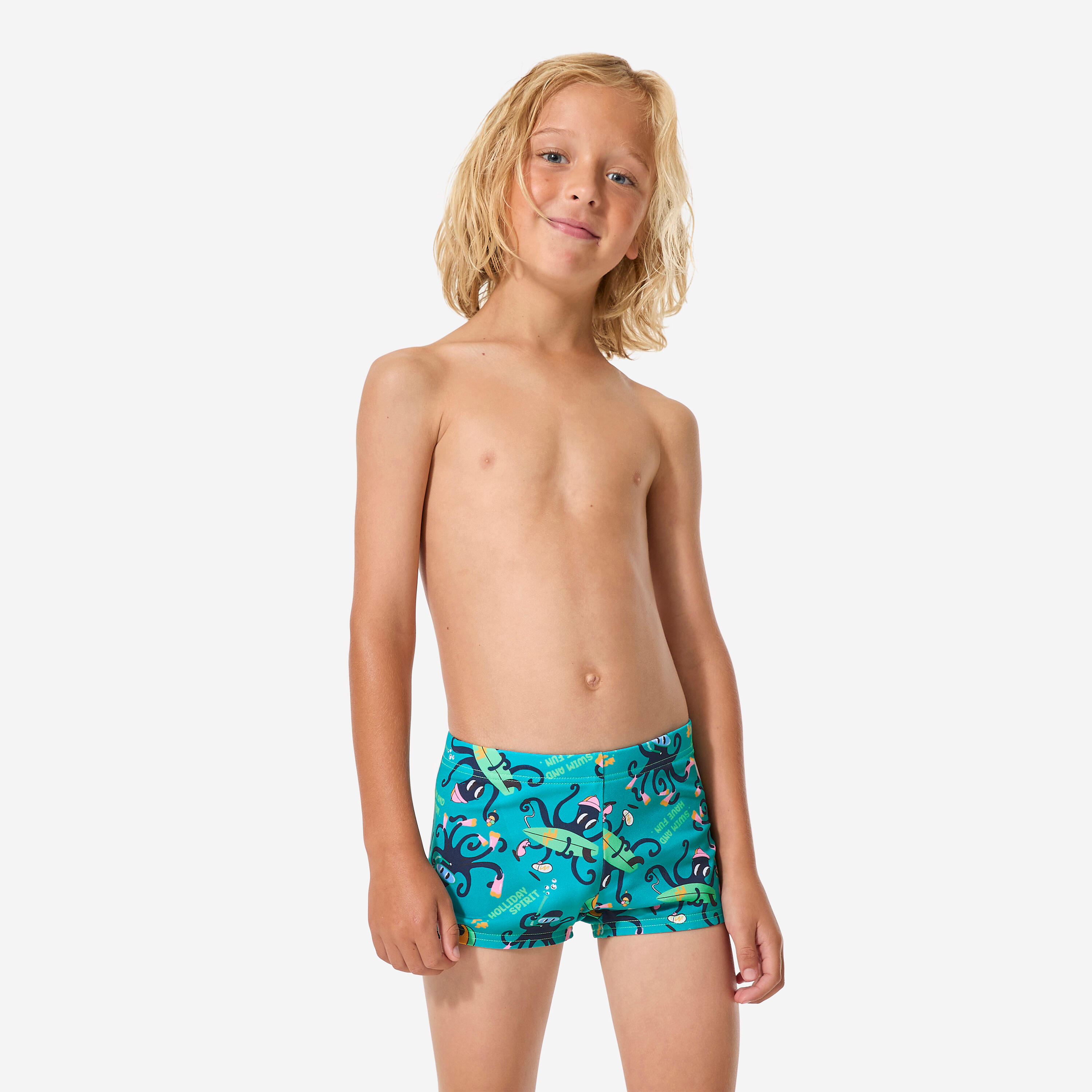 Boxer de bain natation Garçon enfant, Fiti fun turquoise 3/12