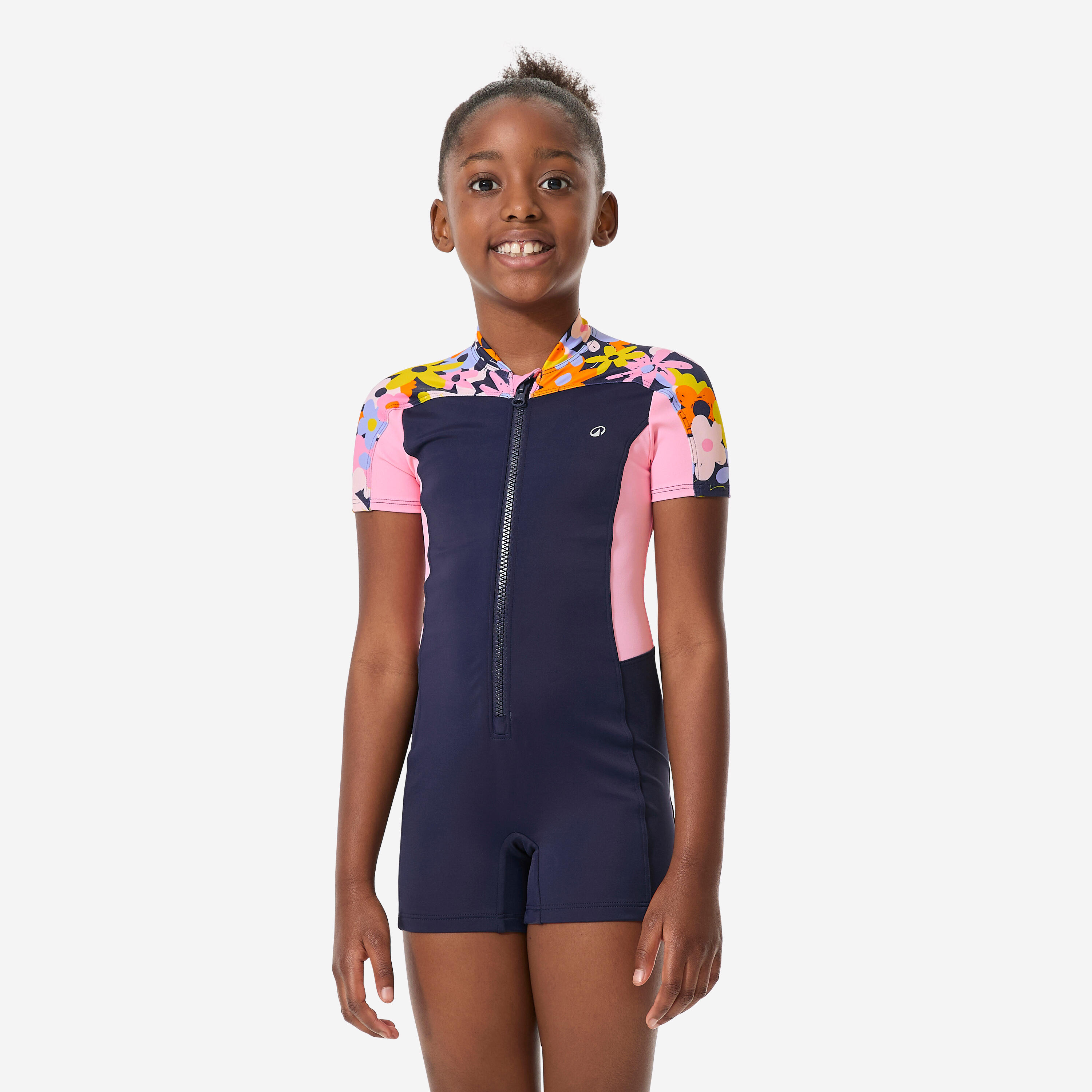Maillot de bain combinaison shorty natation Fille enfant, Una lys marine