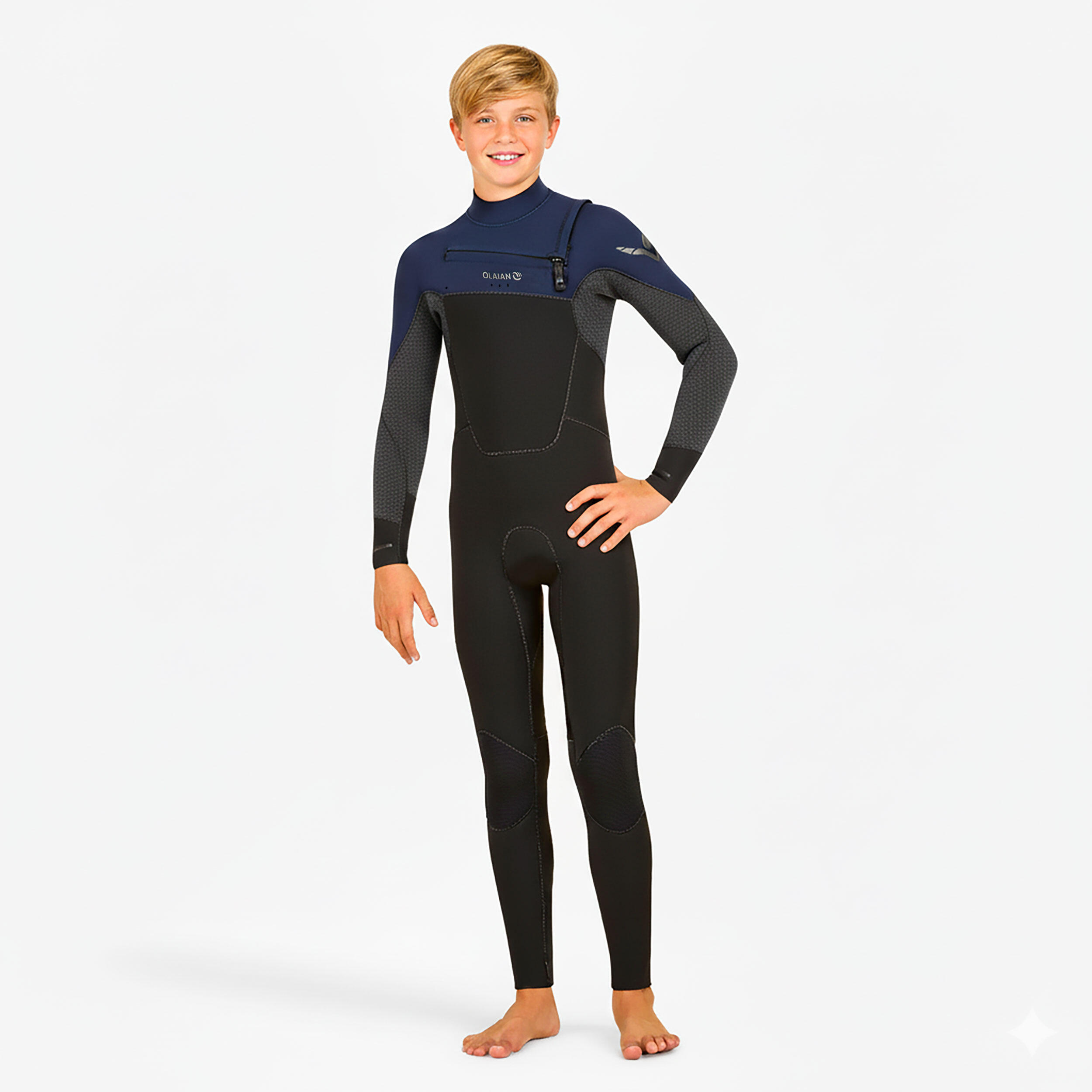 OLAIAN Detská celotelová kombinéza 900 z neoprénu hrúbky 4/3 mm 141-150 cm