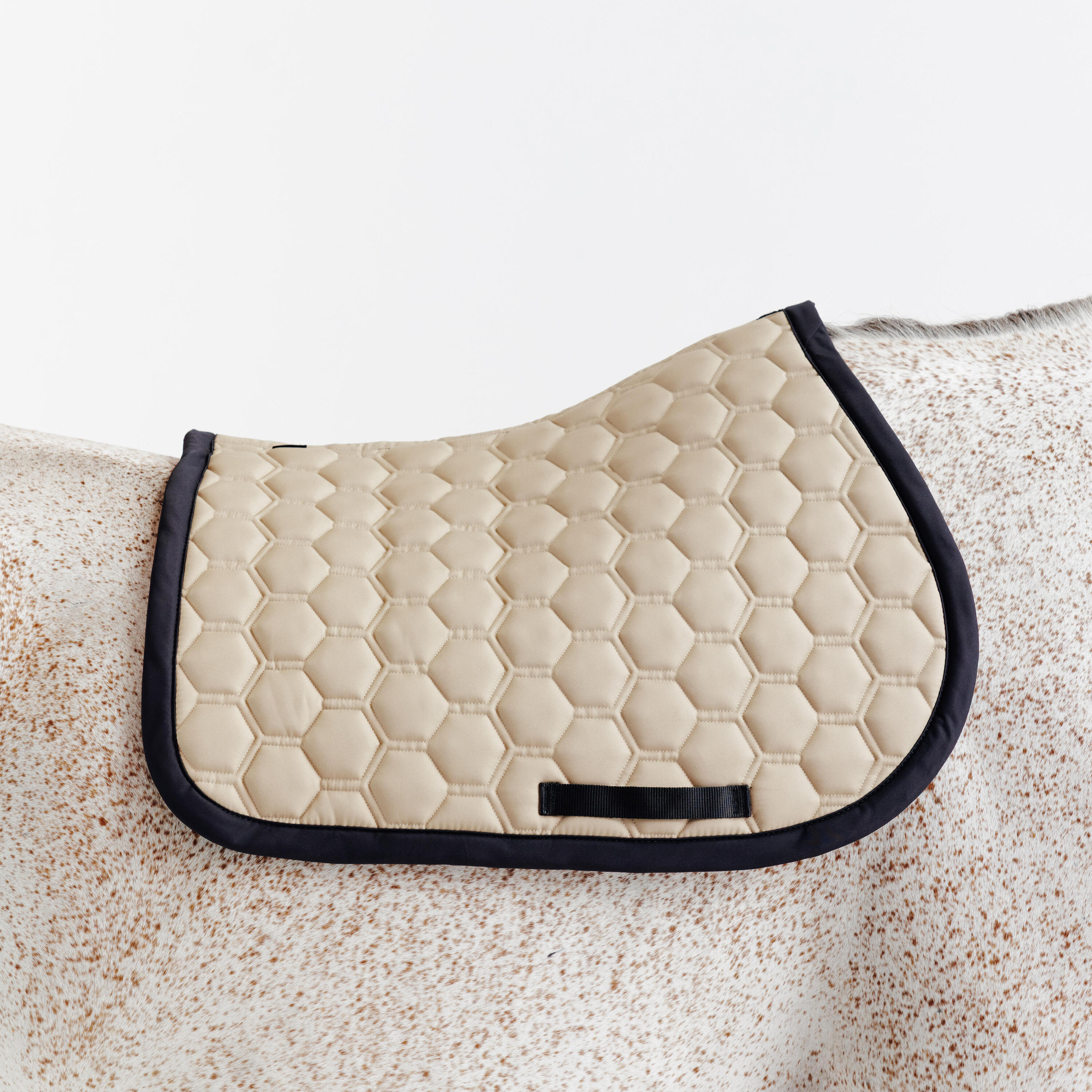 Tapis de selle équitation cheval - 500 beige et noir 2/3