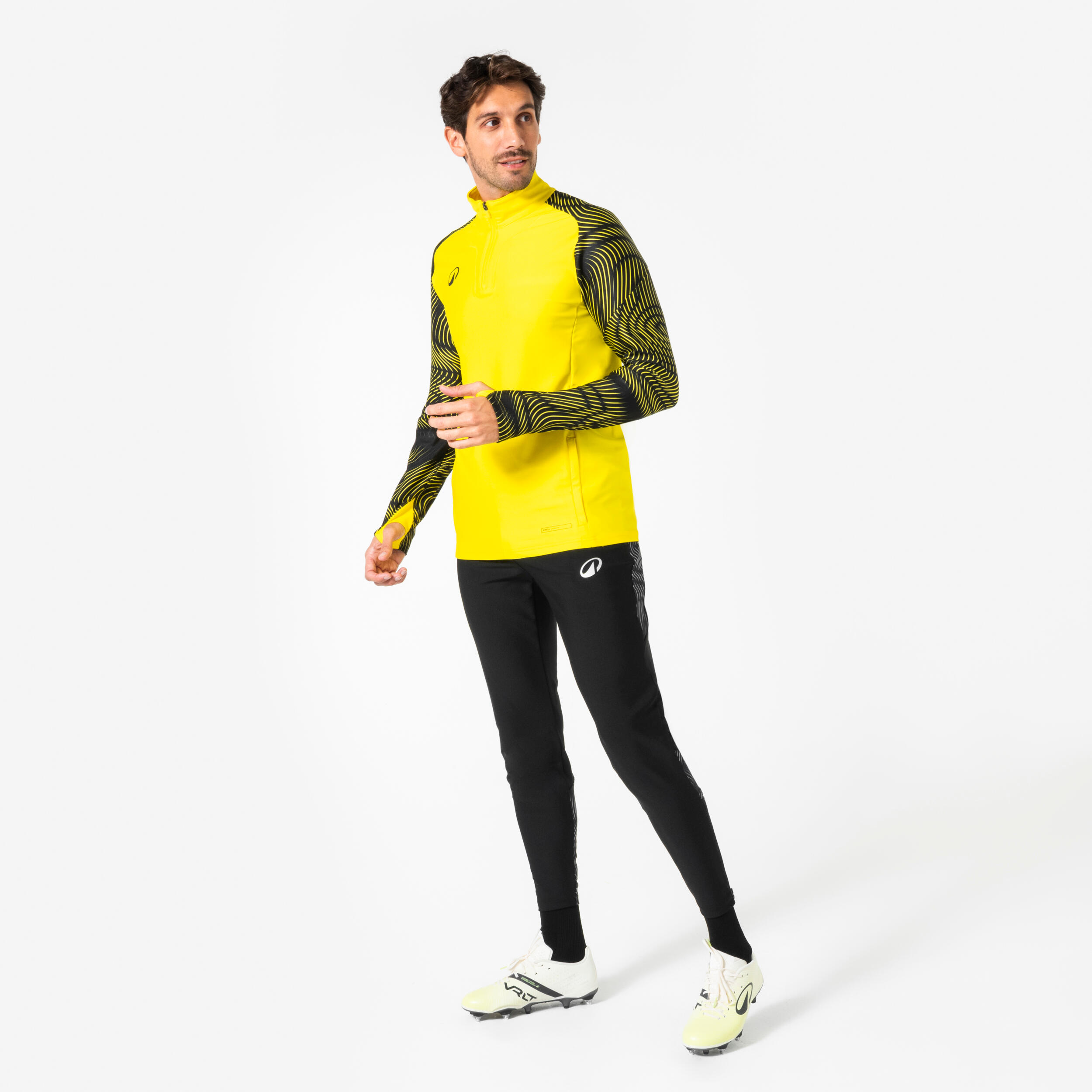 Pantalon d'entrainement de football adulte Viralto club wavy noir et gris 2/6