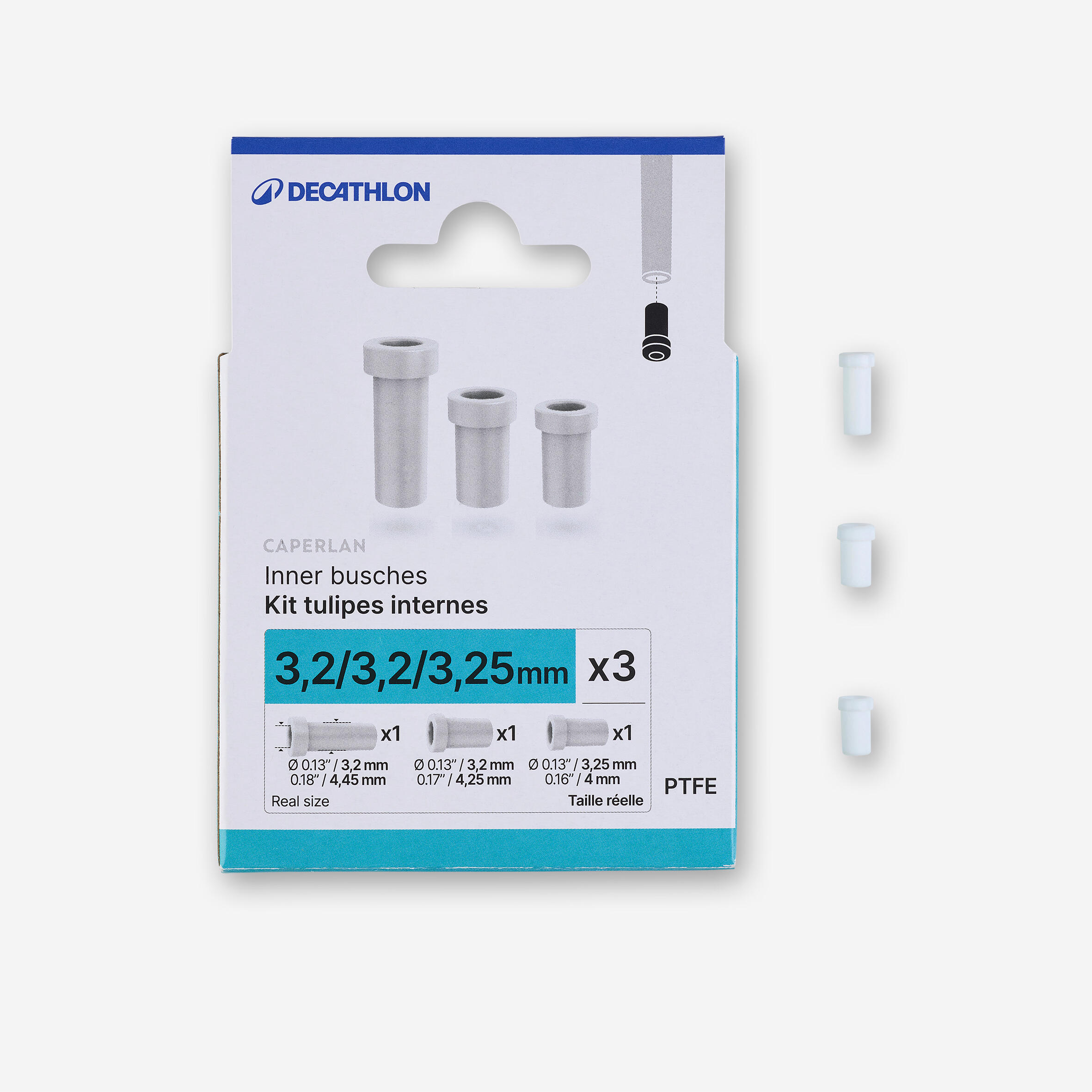 CAPERLAN Boccole in Teflon carp fishing al colpo 3,2/3,2/3,25mm x3