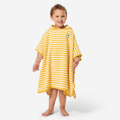 Badponcho baby/kind geel gestreept