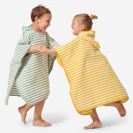 Рушник-пончо дитячий в зелену смужку