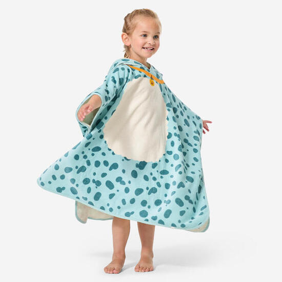 Poncho de bain coton bébé, chien vert