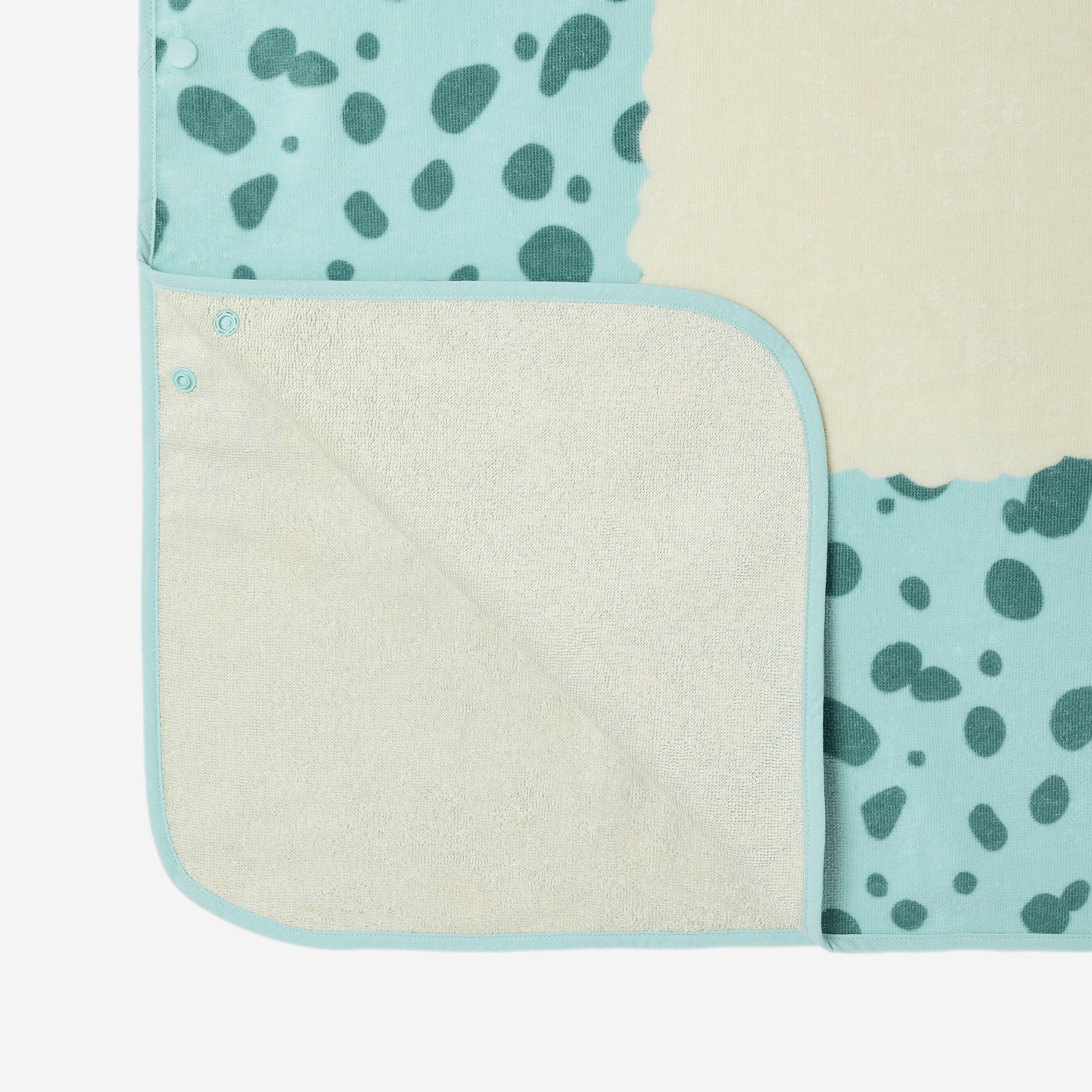 Poncho de bain coton bébé, chien vert 10/12