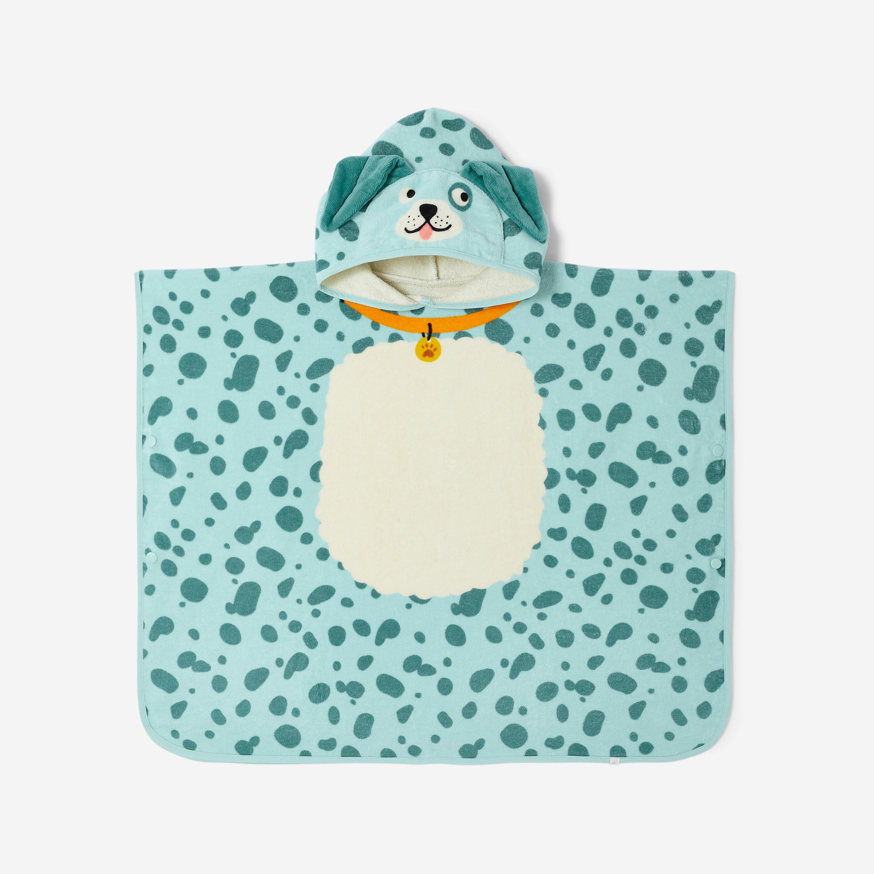 Poncho de bain coton bébé, chien vert 8/12