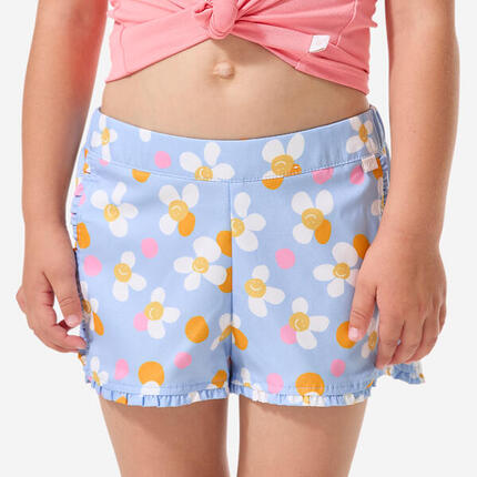 Short de bain Bébé / Enfant - blanc rose imprimés fleurs
