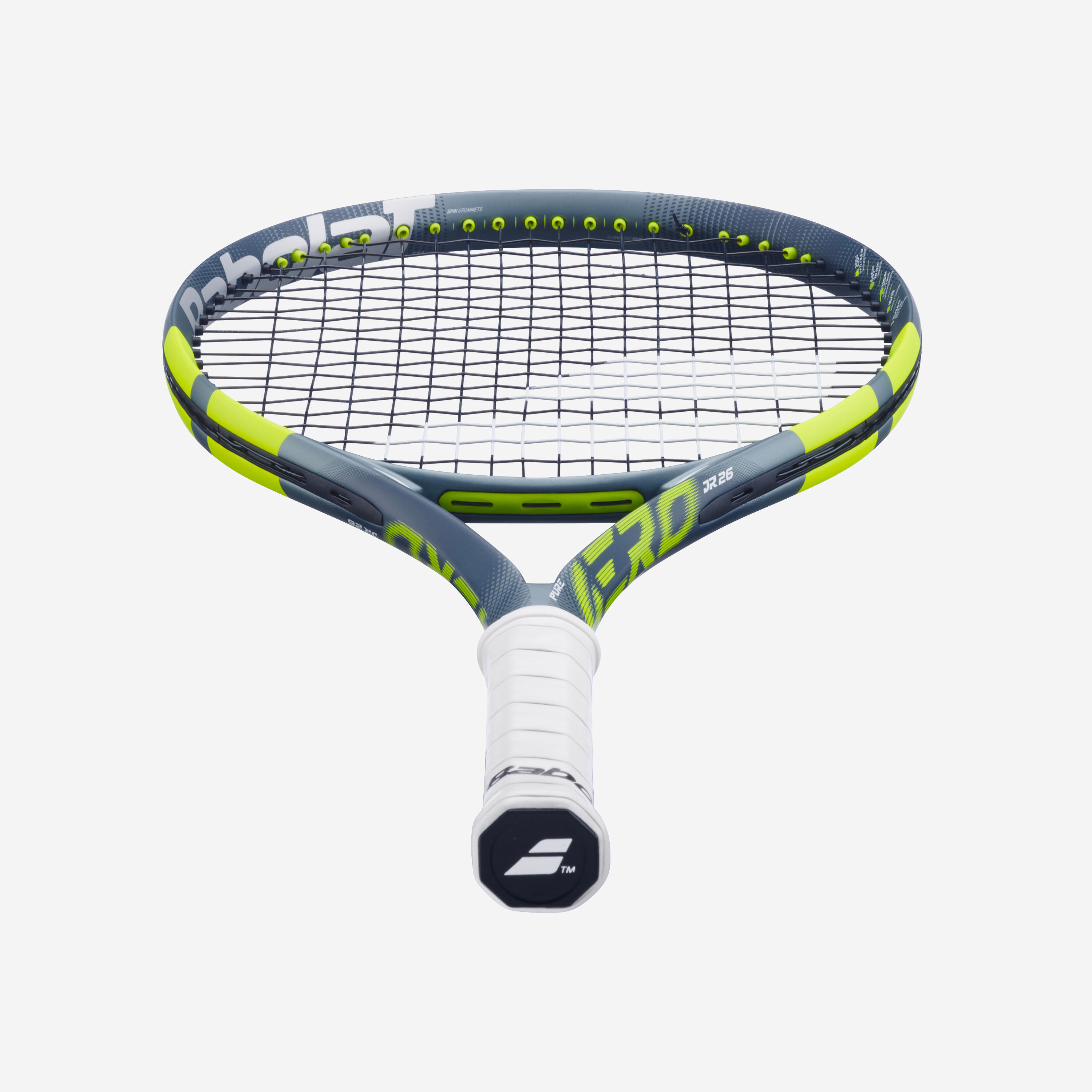 Raquette de tennis enfant 26 pouces, Babolat aero jr 26 gris jaune. 4/5