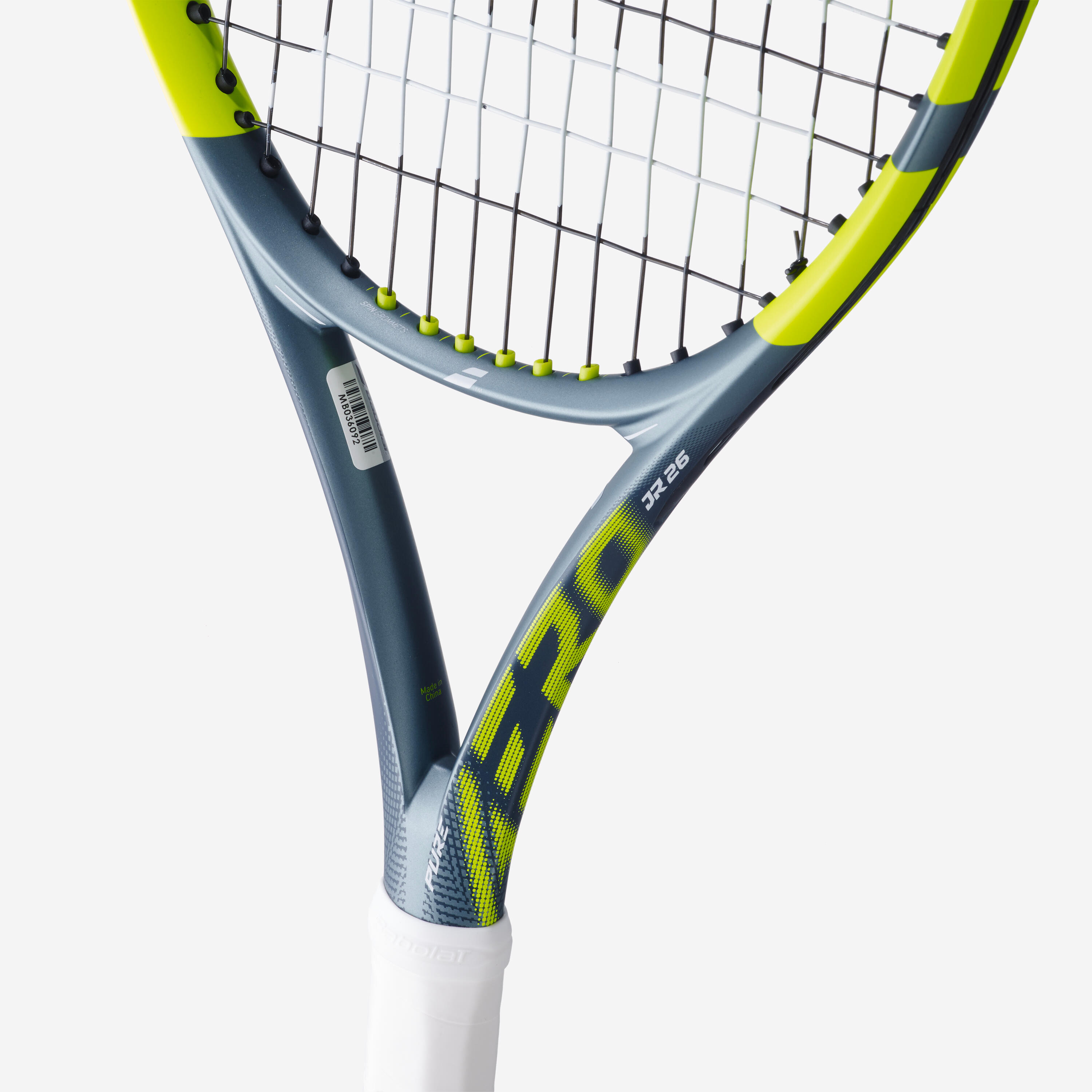 Raquette de tennis enfant 26 pouces, Babolat aero jr 26 gris jaune. 3/5