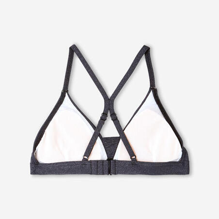 Верх купальника для дівчат Lizy з перехресними на спині бретелями чорний