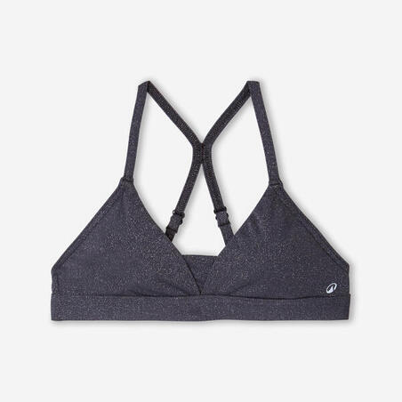 Верх купальника для дівчат Lizy з перехресними на спині бретелями чорний