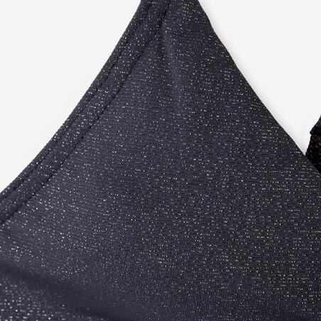 Верх купальника для дівчат Lizy з перехресними на спині бретелями чорний