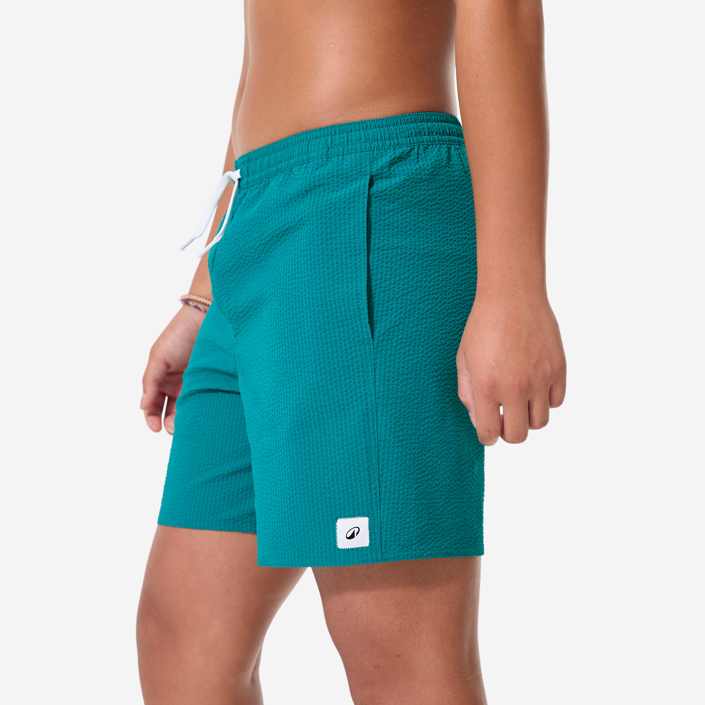 Costume mare surf bambini 100 SEERSUCKER verde 4/8