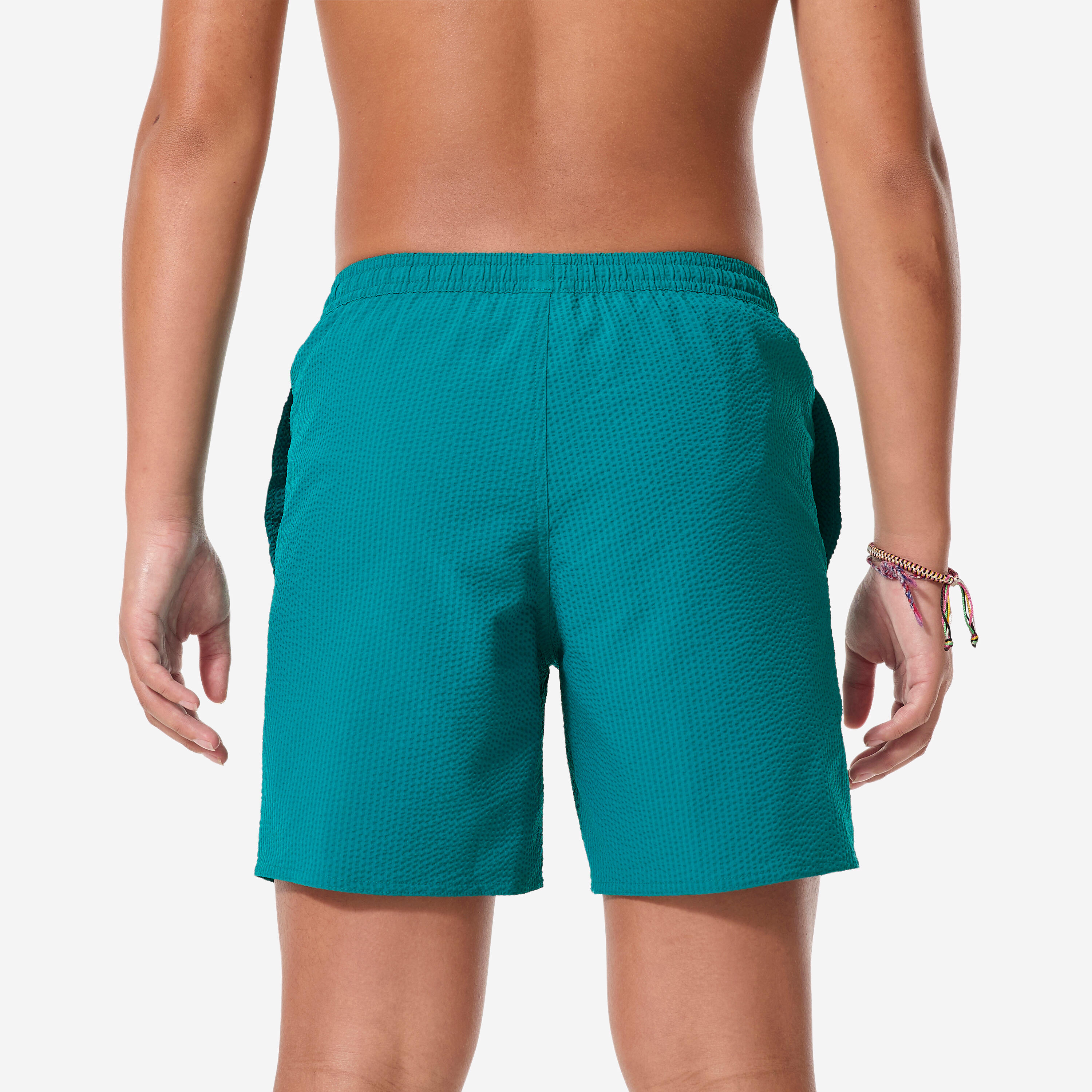 Costume mare surf bambini 100 SEERSUCKER verde 3/8