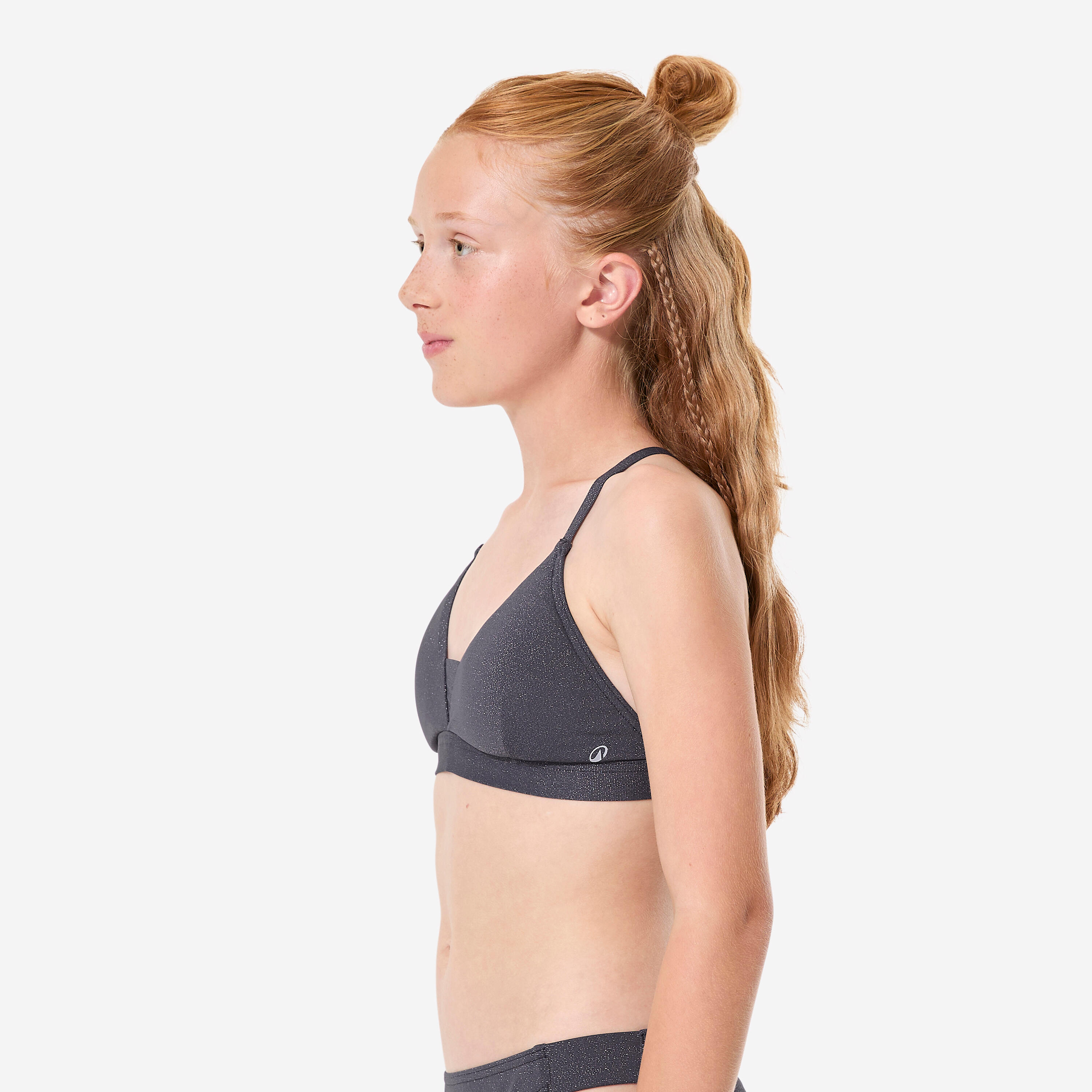 Verstelbaar bikinitopje met gekruiste rugbandjes meisjes Lizy zwart 3/6
