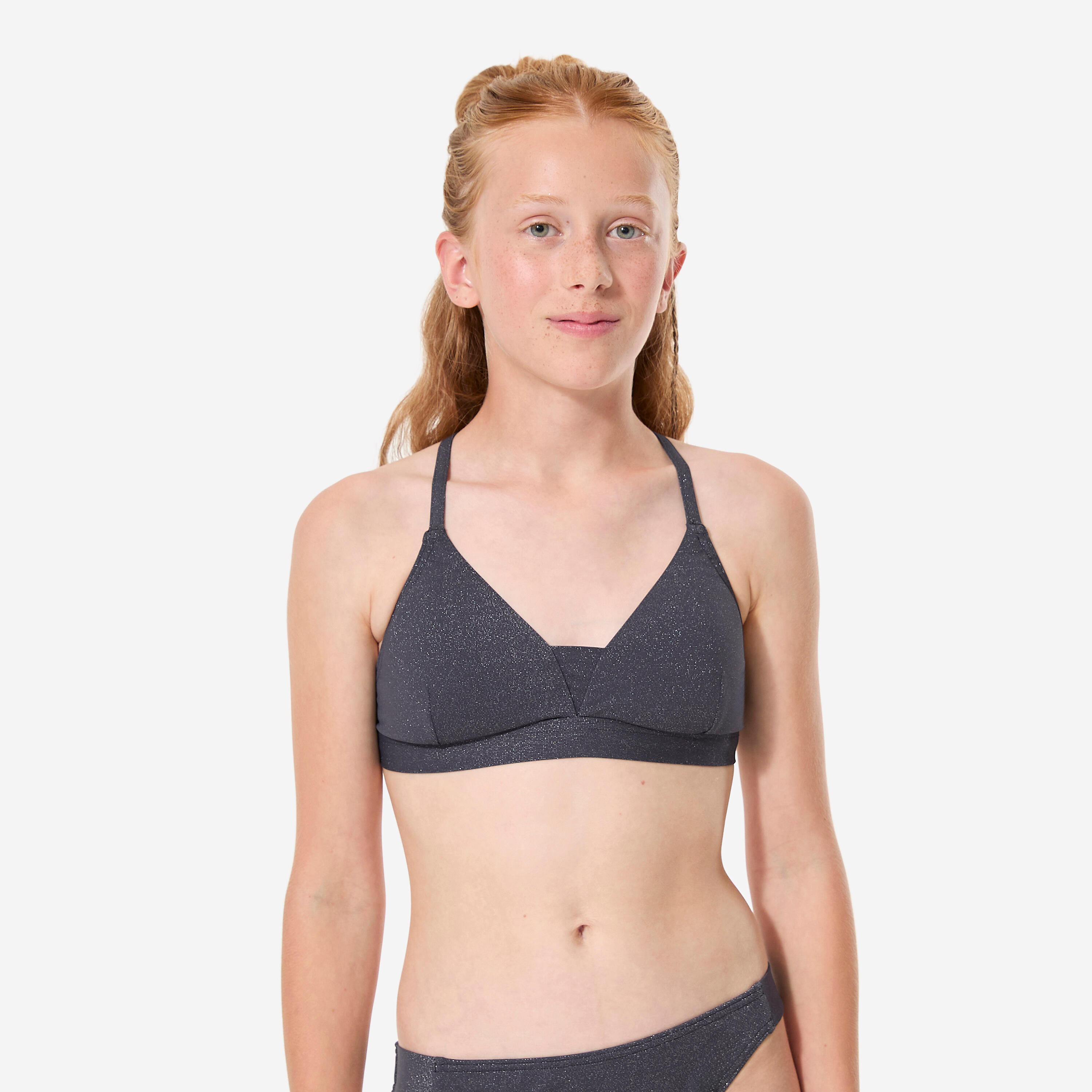 G surfing lurex adjustable swimsuit top with crossed back straps, Lizy black