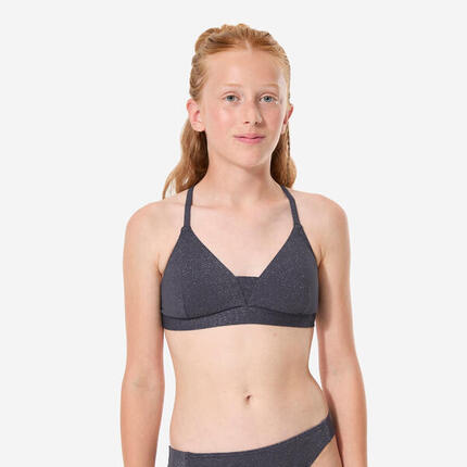 Bikini-Oberteil Mädchen Lurex gekreuzte Rückenträger Lizy schwarz