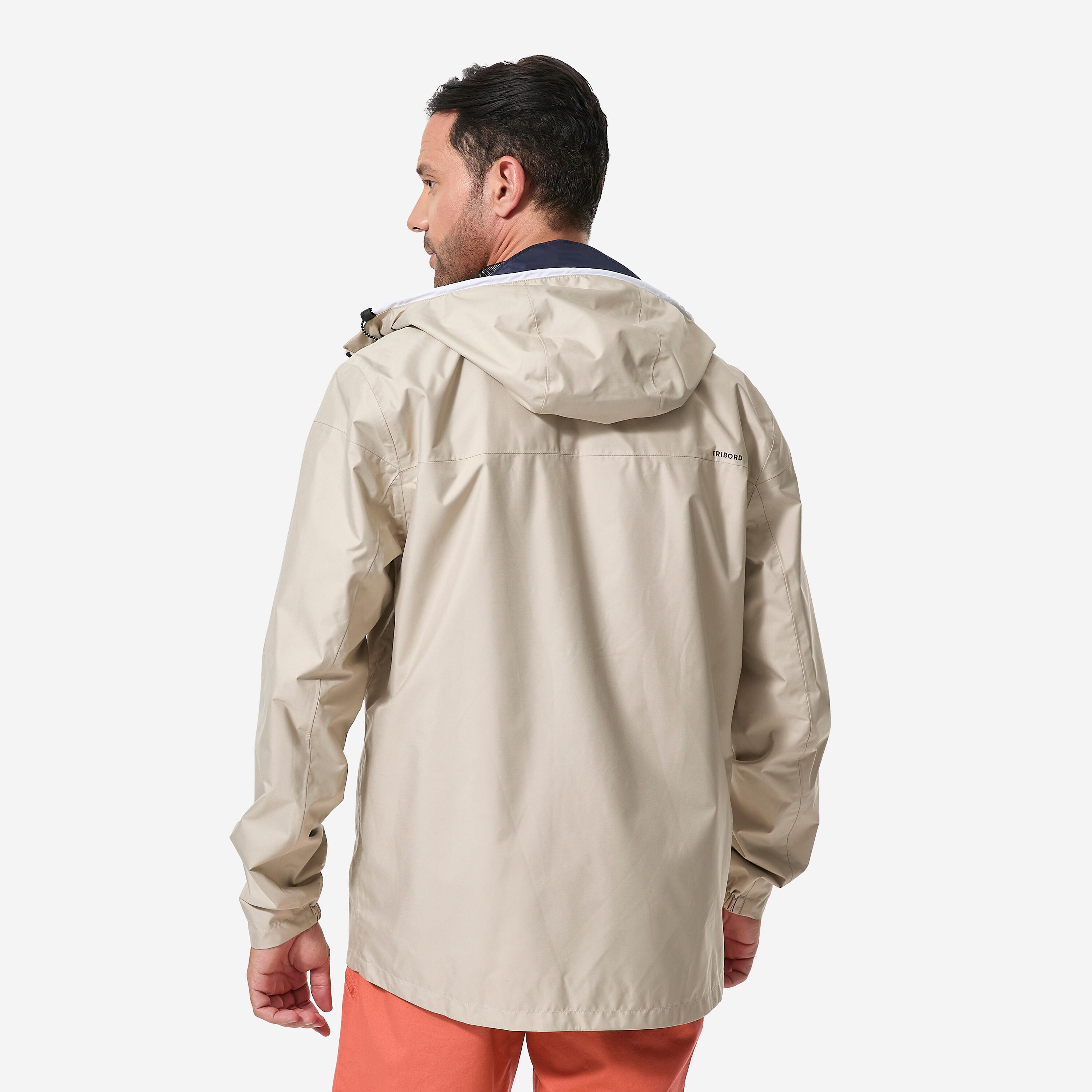 Men's sailing waterproof jacket - rain jacket Sailing 100 beige