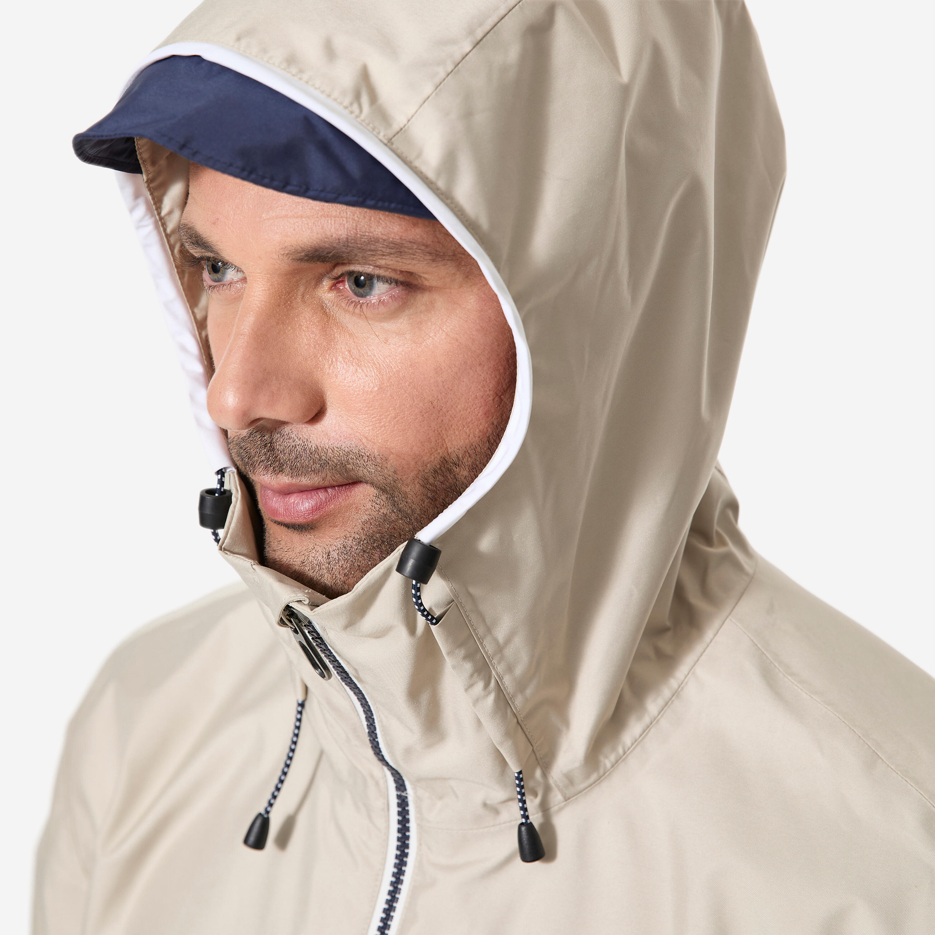 Men's sailing waterproof jacket - rain jacket Sailing 100 beige