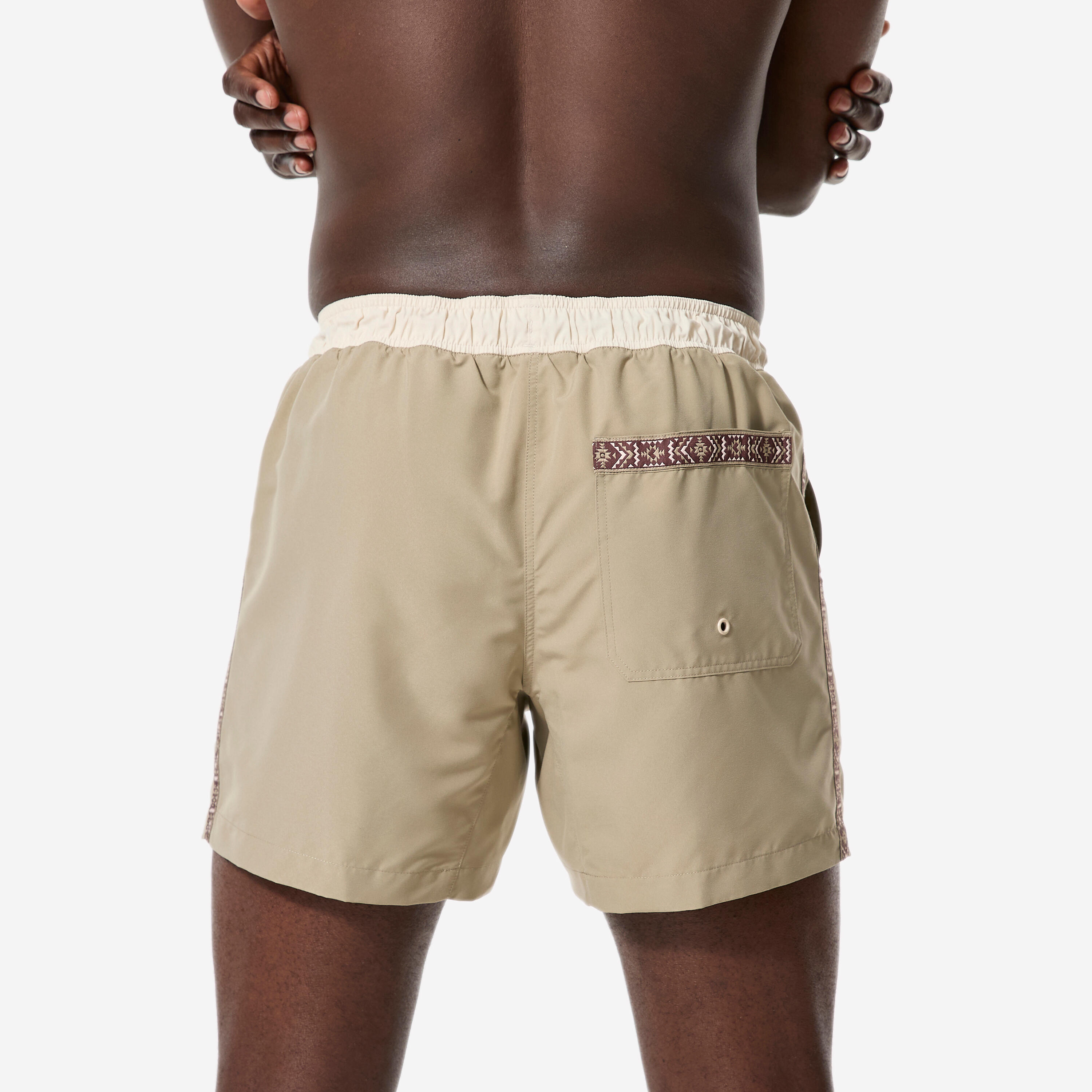 Costume mare surf uomo 100 GEORETRO corto beige 3/8