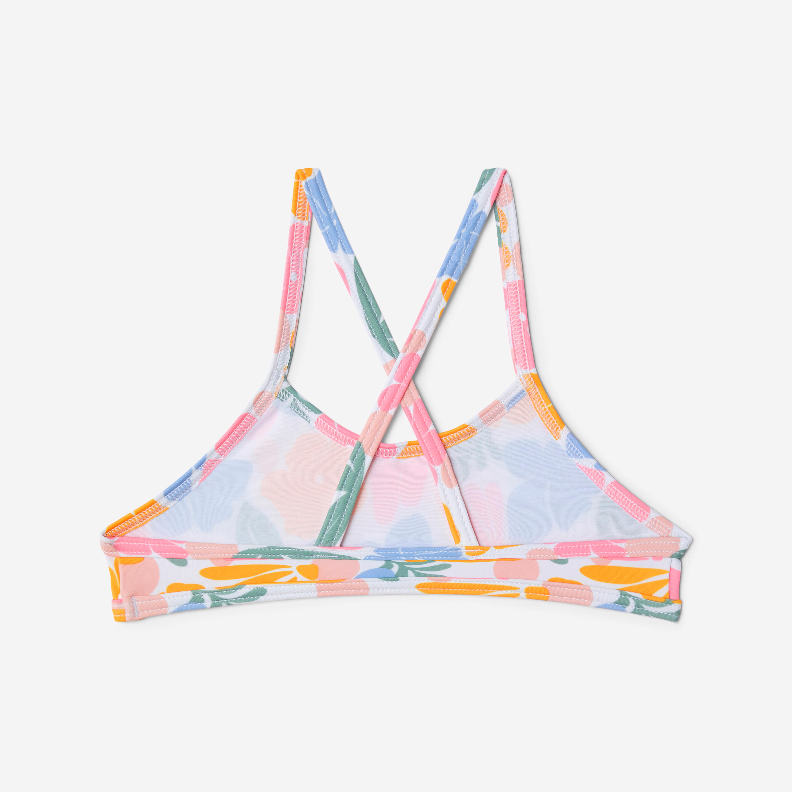 Maillot 2 pièces surf bretelles croisées fille, Boni vahine blanc 8/8