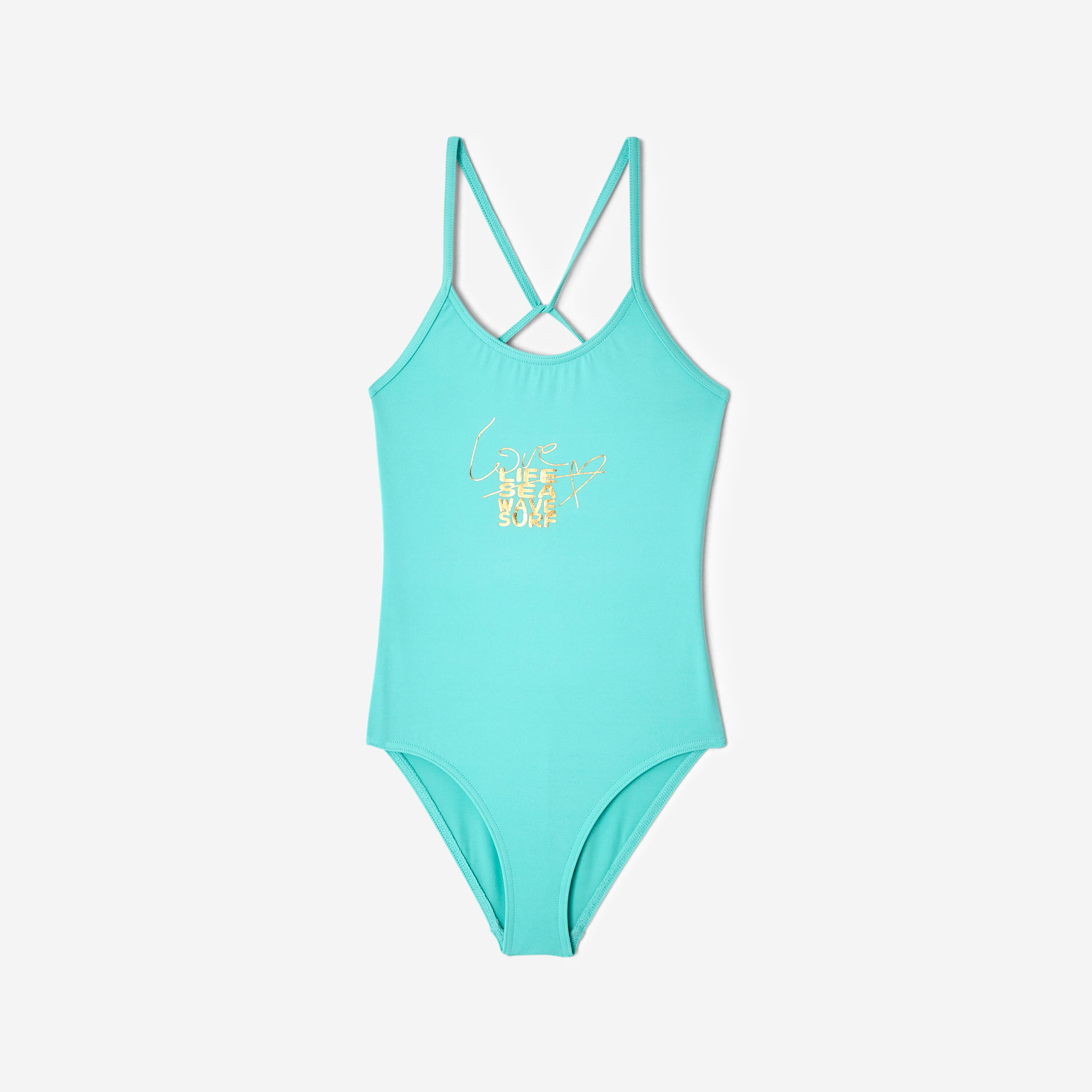 Maillot 1 pièce surf fille, Hiloe Signature vert 6/8