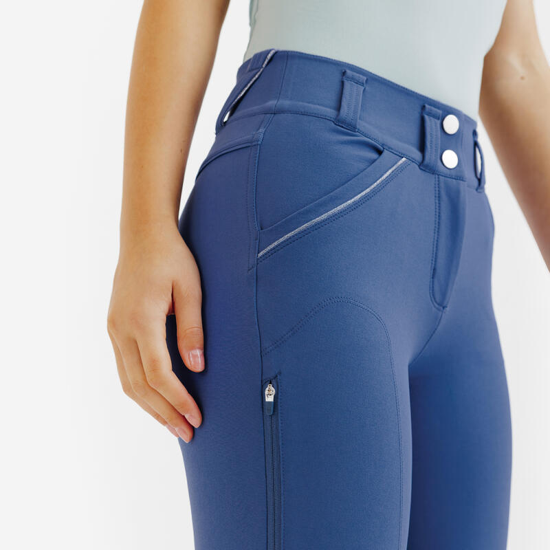 Pantalon Echitație full grip 900 Albastru Damă