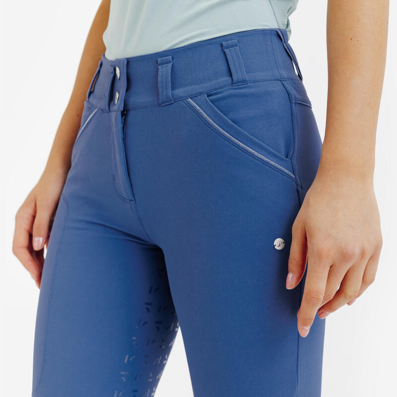Pantalon Echitație full grip 900 Albastru Damă