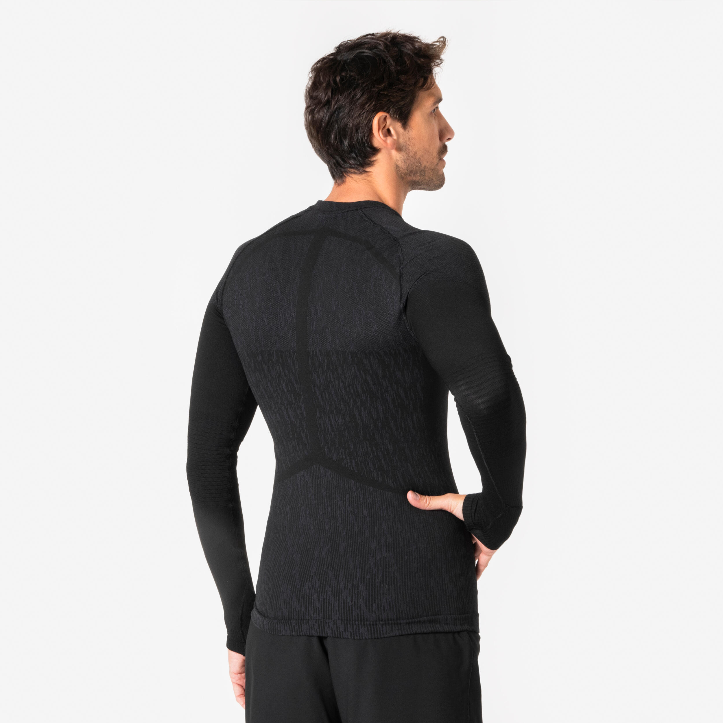 Maglia termica calcio adulto KEEPDRY nera 3/32