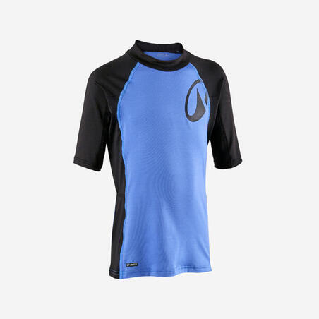 Футболка сонцезахисна 500 для серфінгу для хлопців чорна/синя