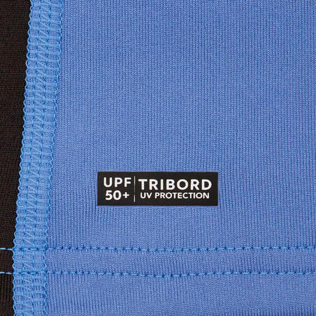 Футболка сонцезахисна 500 для серфінгу для хлопців чорна/синя