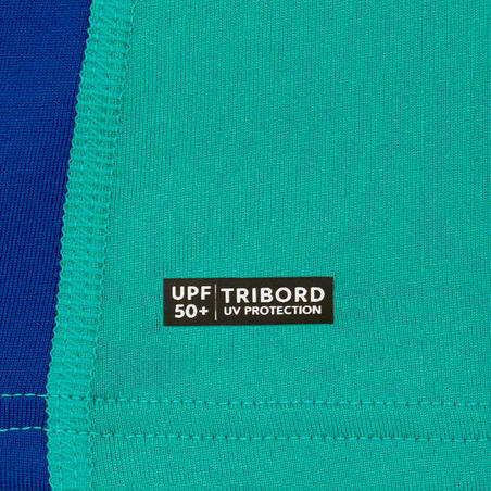 Футболка сонцезахисна 500 для серфінгу для хлопців з короткими рукавами синя