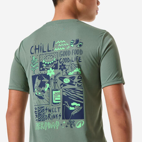 Футболка дитяча 100 для серфінгу з УФ-захистом хакі