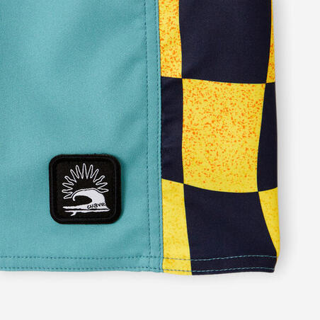 Шорти дитячі 900 Ckeckboard для серфінгу сині