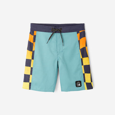 Шорти дитячі 900 Ckeckboard для серфінгу сині
