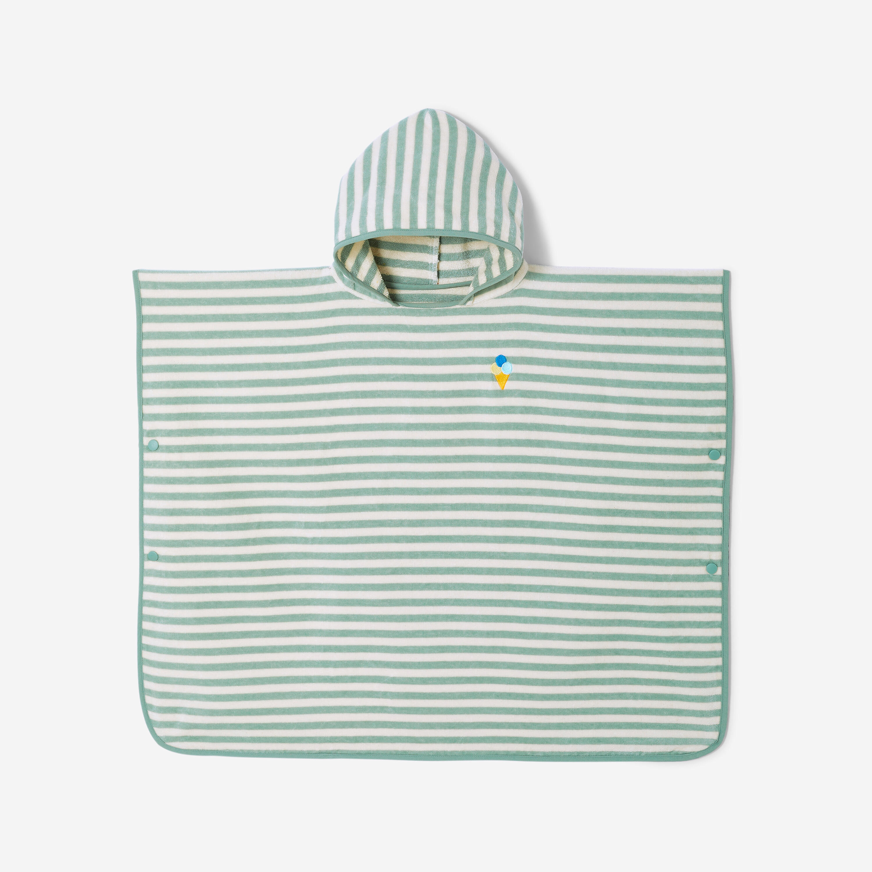 Badponcho baby/kind groen gestreept 7/10