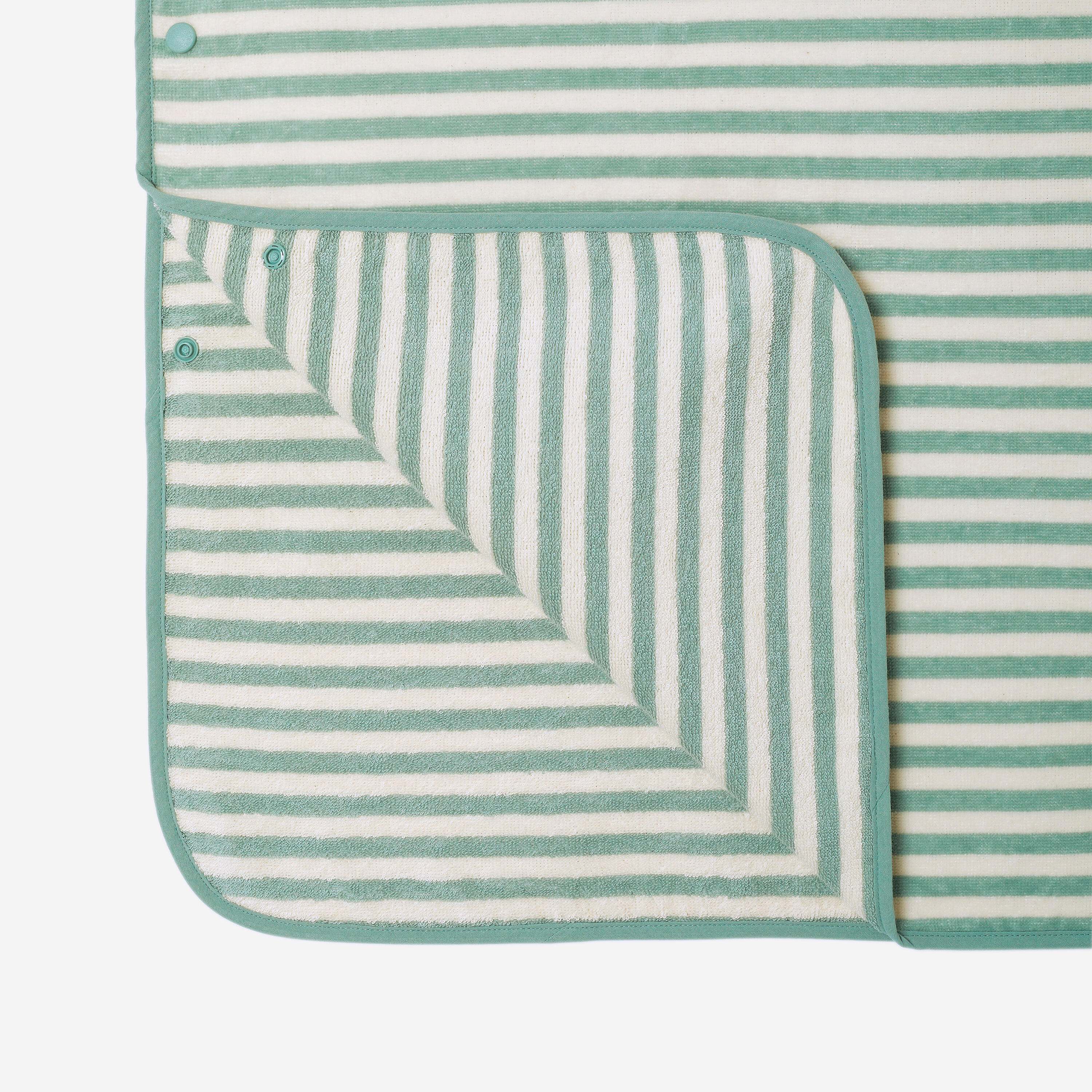 Badponcho baby/kind groen gestreept 9/10